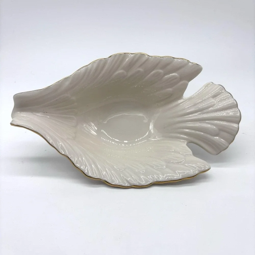 Vintage LENOX China Dove‎ Dish Ivory Bowl Creme 24k Gold Trim New